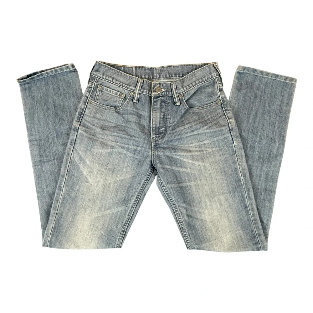 Levi's Slim Straight Jeans Mens 29x30 Blue Medium Wash Denim Whiskered Casual